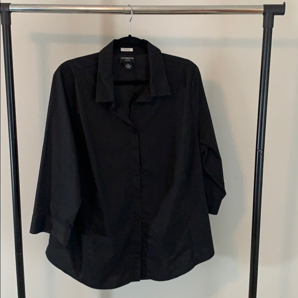 Black Button Down Quart-Sleeve